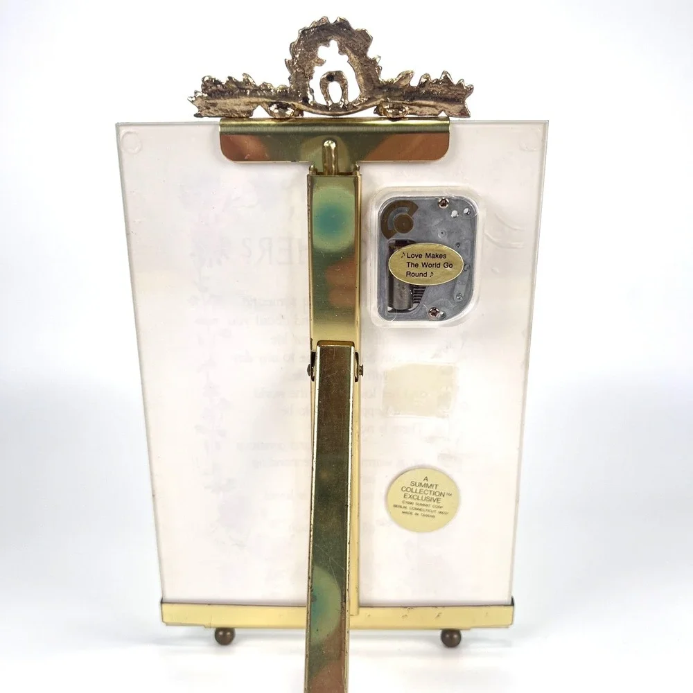 Vintage Summit Collection Mothers Poem Frame Music Box Love Makes World Go Round